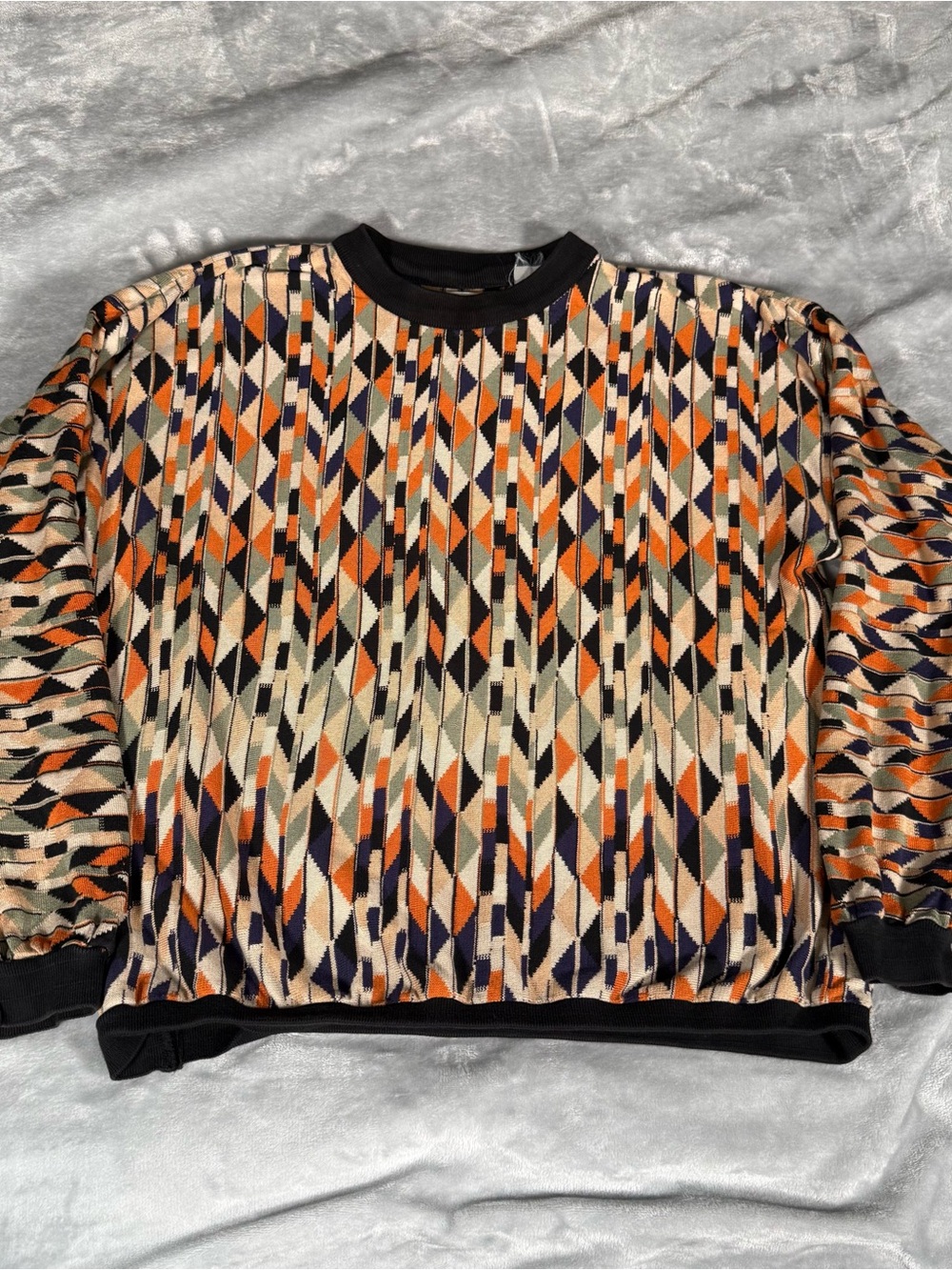 Vintage Bachrach Sweater Mens M (Estimated) Oversized Boxy Fit Geometric Thin